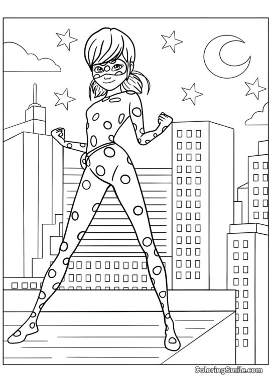 Coccinelle contre le fond de la ville - Page de Coloriage