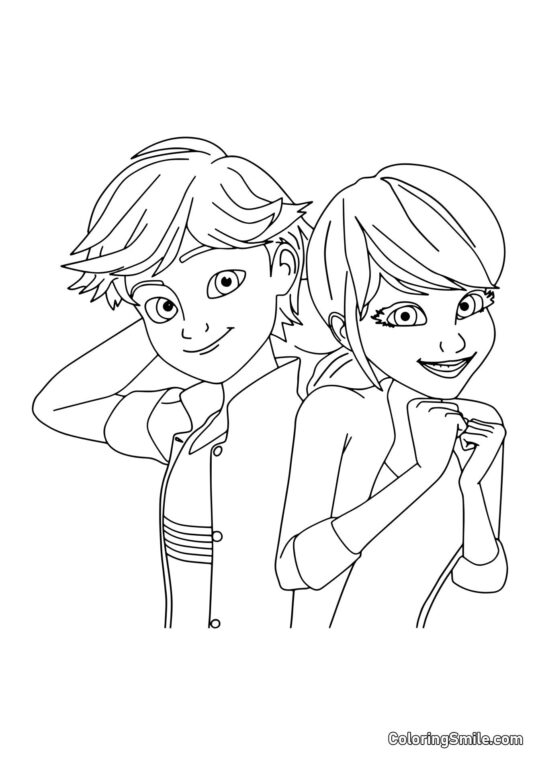 Adrien Agreste et Marinette Dupain-Cheng - Page de Coloriage