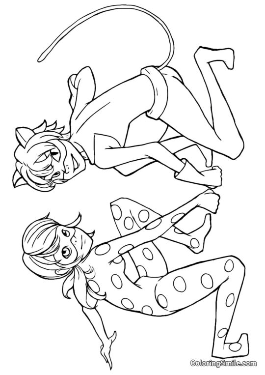 Coccinelle et Chat Noir - Page de Coloriage