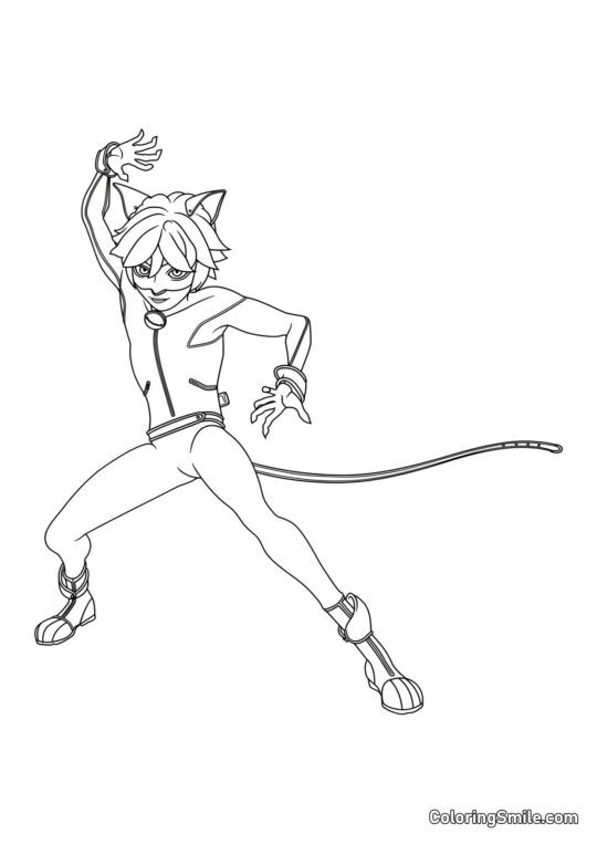 Chat Noir utilisant Cataclysme - Page de Coloriage