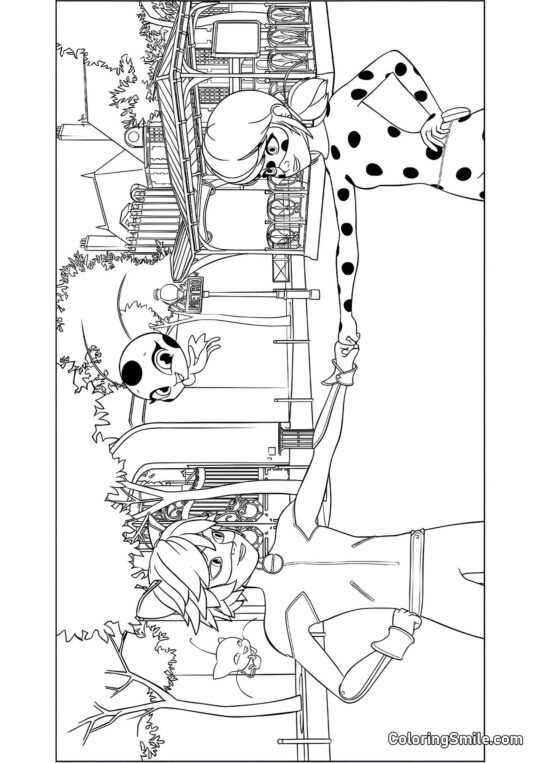 Chat Noir et Coccinelle - Page de Coloriage