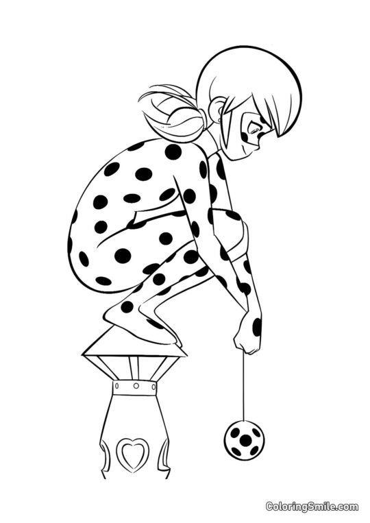 Coccinelle assise sur un lampadaire - Page de Coloriage