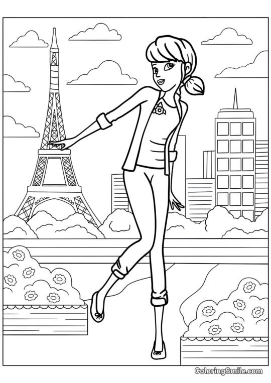 Marinette Dupain-Cheng à Paris - Page de Coloriage