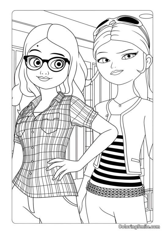 Alya et Chloé de Coccinelle - Page de Coloriage