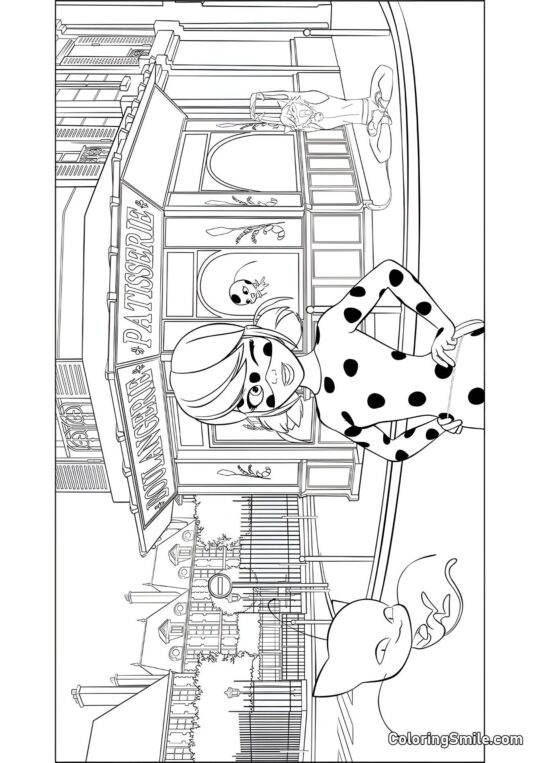Coccinelle près de la boulangerie - Page de Coloriage