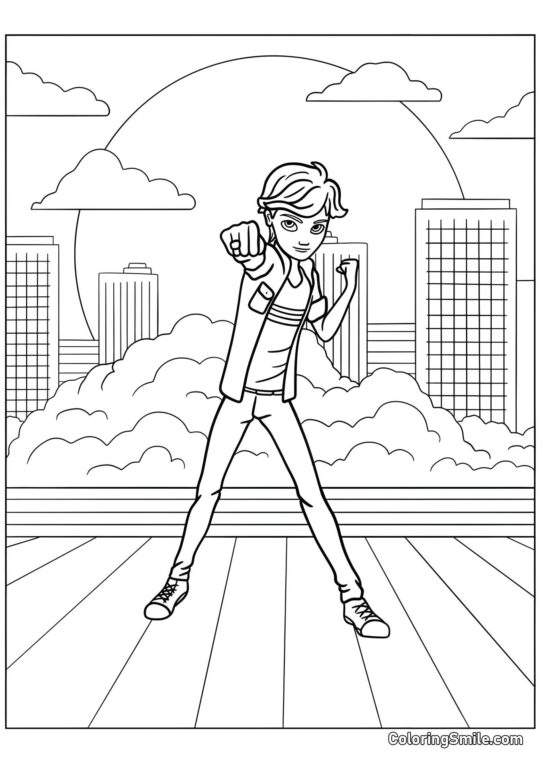 Adrien Agreste appelant Plagg - Page de Coloriage