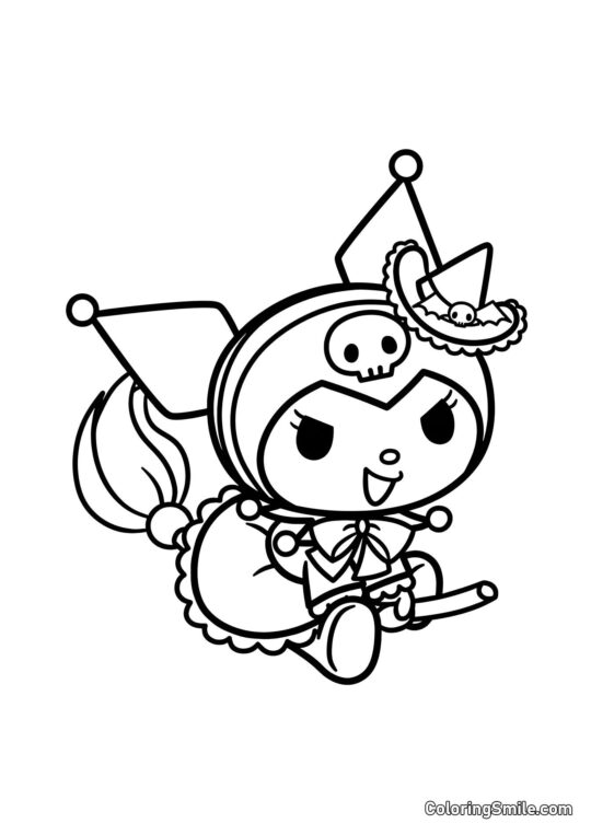 Kuromi en Costume de Sorcière - Page de Coloriage