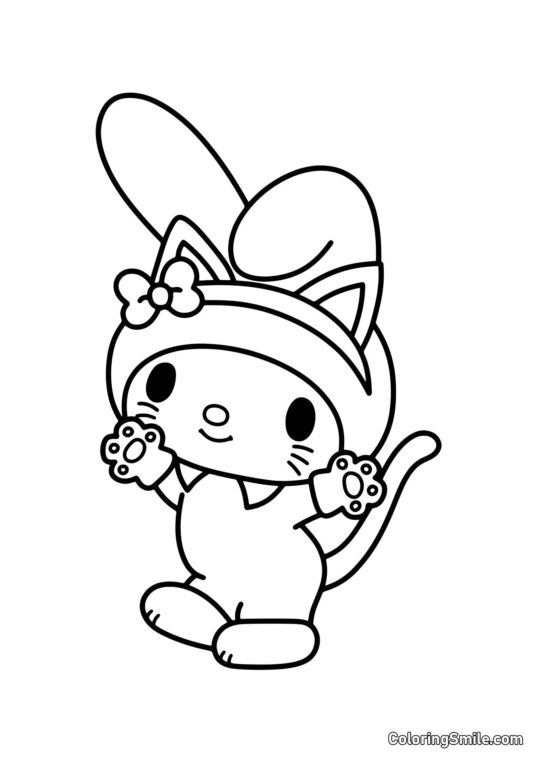 My Melody en Costume de Chat - Page de Coloriage