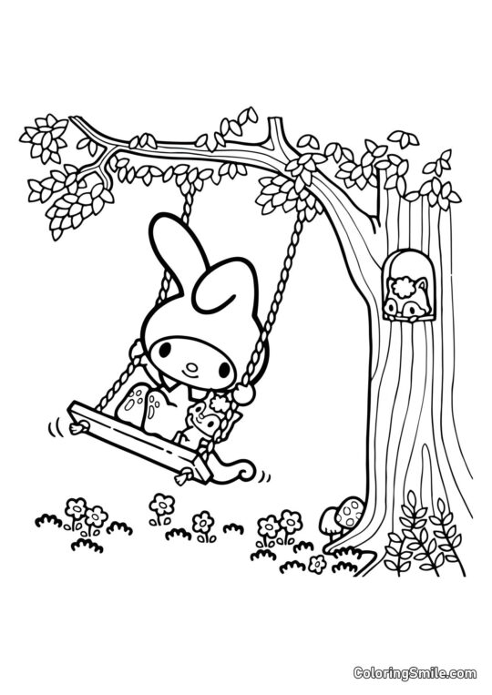 My Melody sur des Balançoires - Page de Coloriage