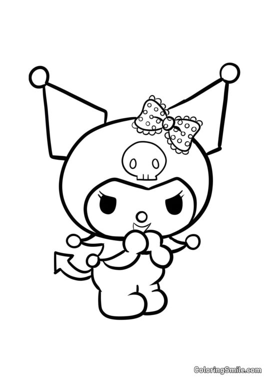 Kuromi avec un Nœud - Page de Coloriage