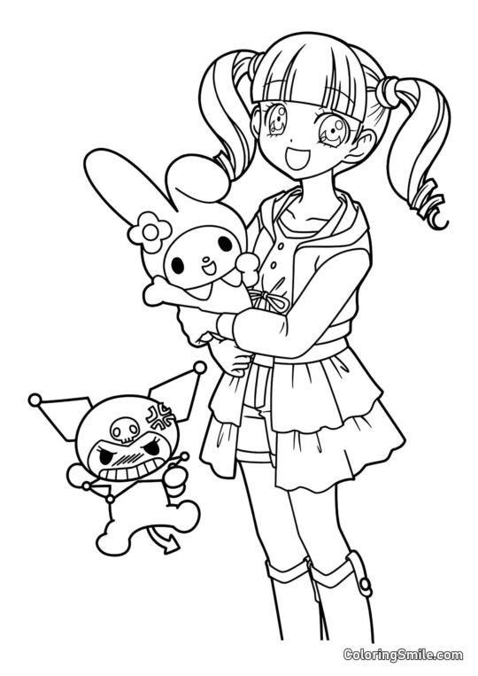 My Melody, Kuromi, et Uta Yumeno - Page de Coloriage