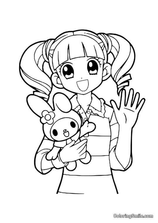 My Melody dans les Bras d&rsquo;Uta Yumeno - Page de Coloriage