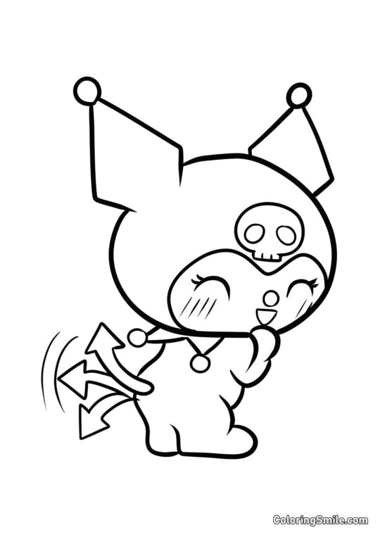 Kuromi Remuant la Queue - Page de Coloriage