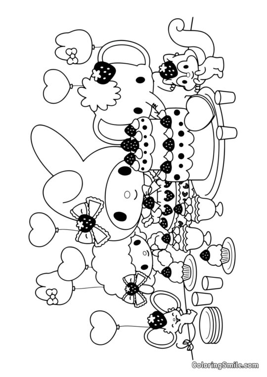 L&rsquo;anniversaire de My Melody - Page de Coloriage