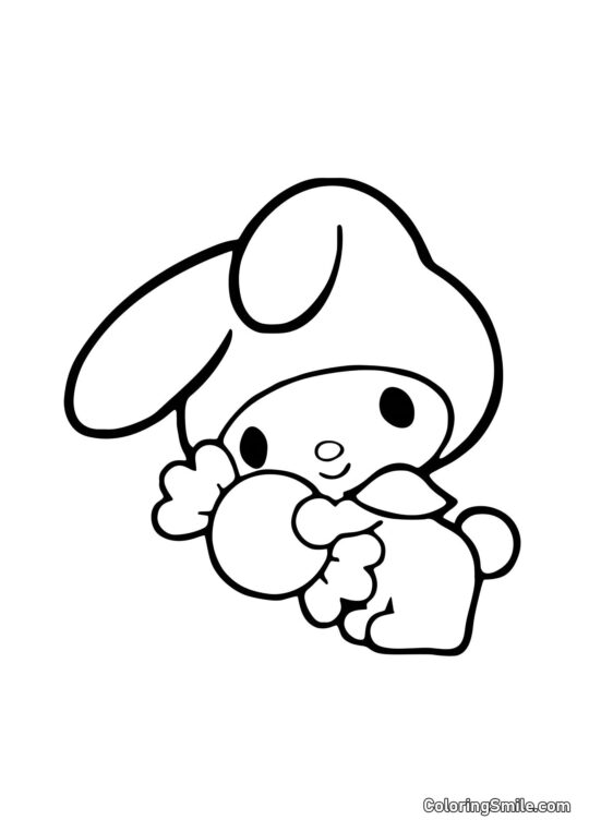 My Melody avec Gros Bonbon - Page de Coloriage