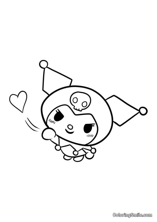 Kuromi Envoyant un Bisou - Page de Coloriage