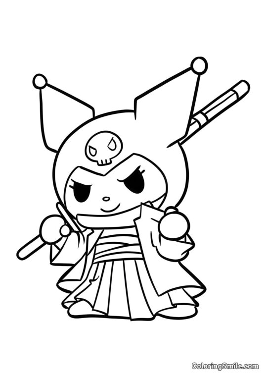 Kuromi en Costume de Samouraï - Page de Coloriage