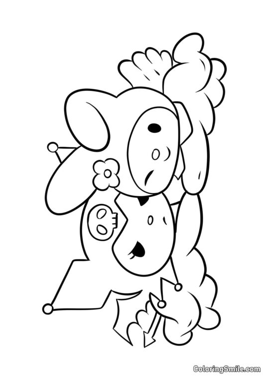 My Melody Ange Étreignant Kuromi Diable - Page de Coloriage