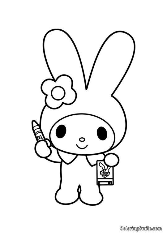 My Melody avec Crayon - Page de Coloriage