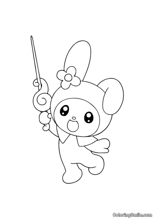 My Melody avec Bâton Magique - Page de Coloriage