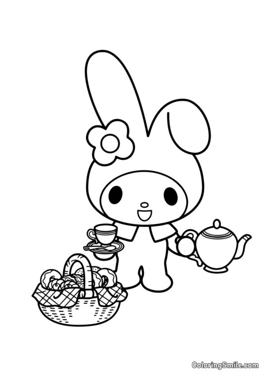 Fille Lapin avec des Bonbons - Page de Coloriage
