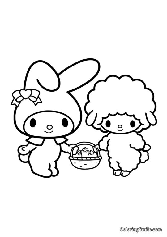 My Melody et Piano Chan - Page de Coloriage