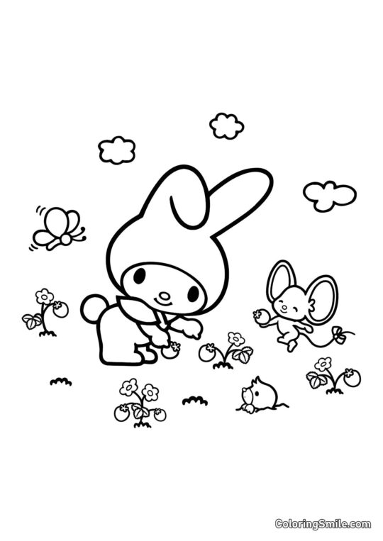 My Melody, Souris, et Taupe - Page de Coloriage