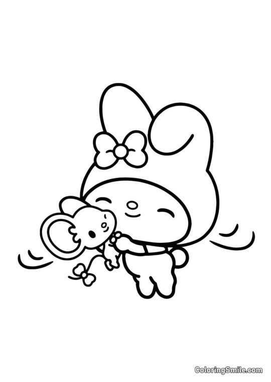 My Melody Étreignant Fleta - Page de Coloriage