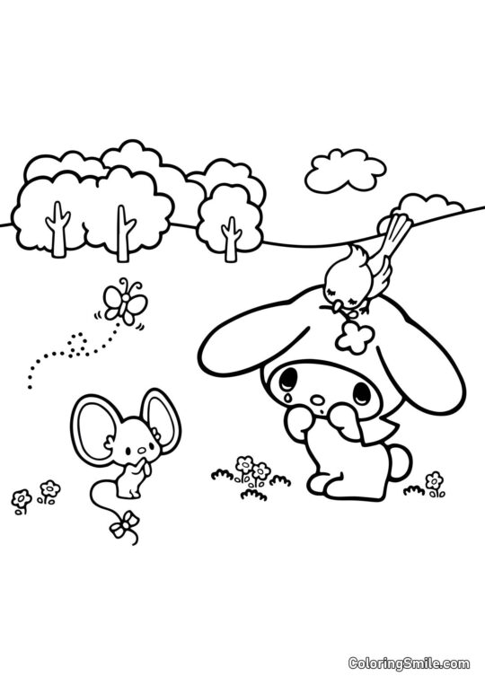 My Melody En Pleure - Page de Coloriage