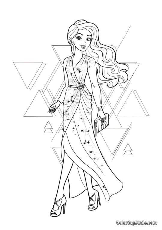 Barbie en robe de soirée - Page de Coloriage