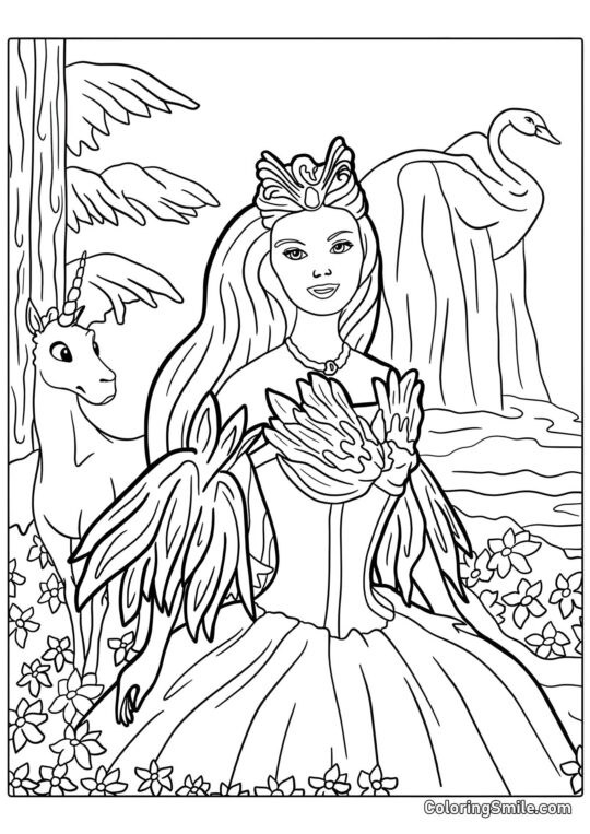 Barbie cygne - Page de Coloriage