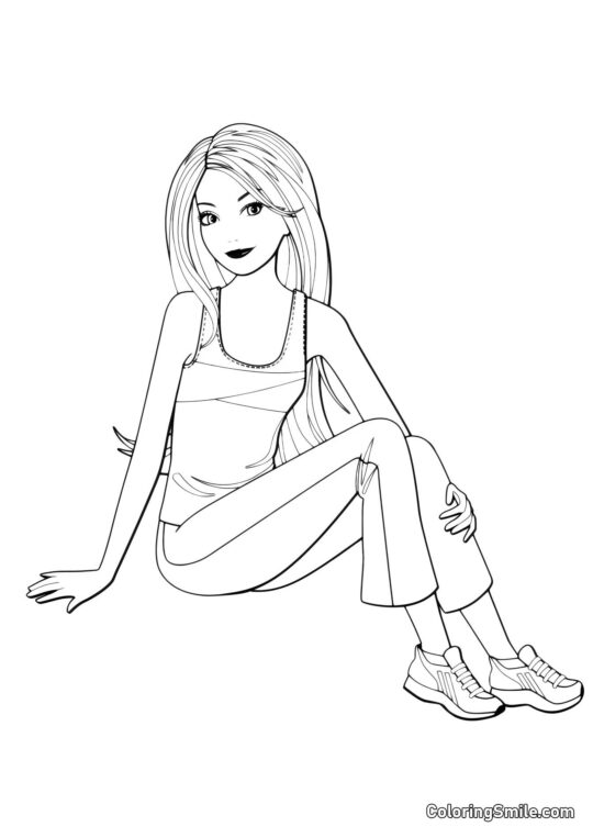 Barbie attendant des amis - Page de Coloriage