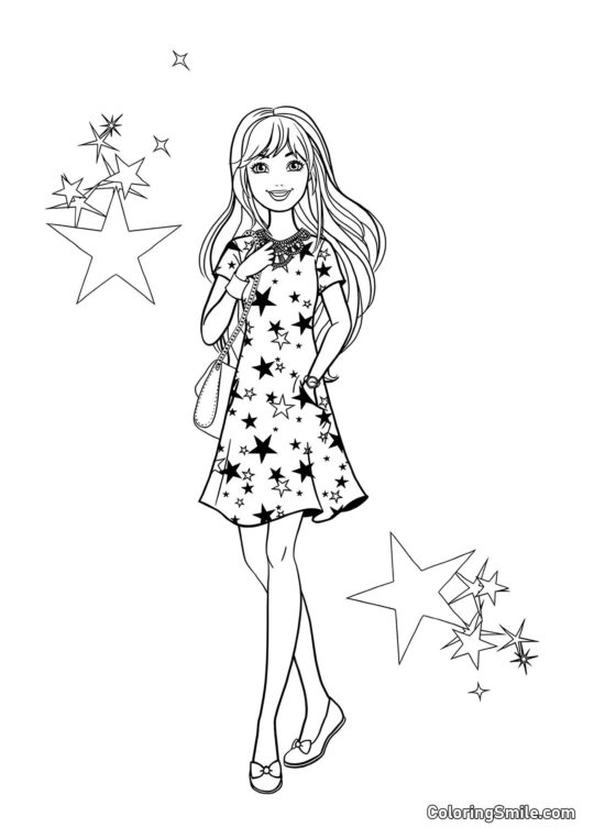 Barbie et les étoiles - Page de Coloriage