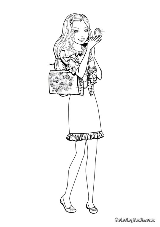 Barbie se coiffant - Page de Coloriage