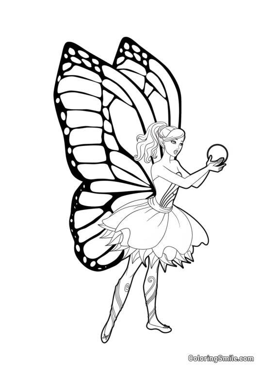 Barbie avec des ailes de fée - Page de Coloriage