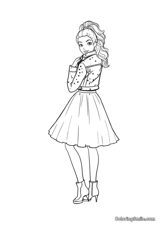 Barbie en veste et jupe - Page de Coloriage