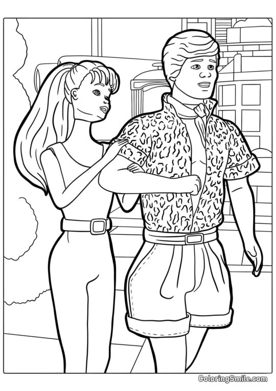 Barbie et Ken de Toy Story - Page de Coloriage