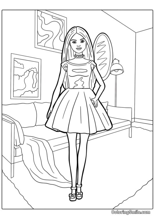 Poupée Barbie - Page de Coloriage