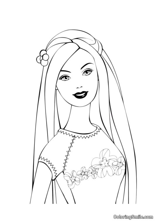Barbie se préparant pour une promenade - Page de Coloriage
