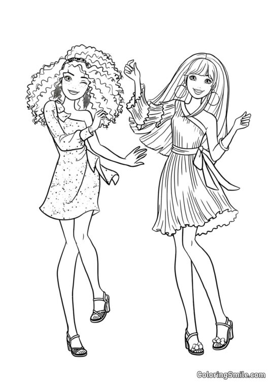 Les amis de Barbie dansant - Page de Coloriage