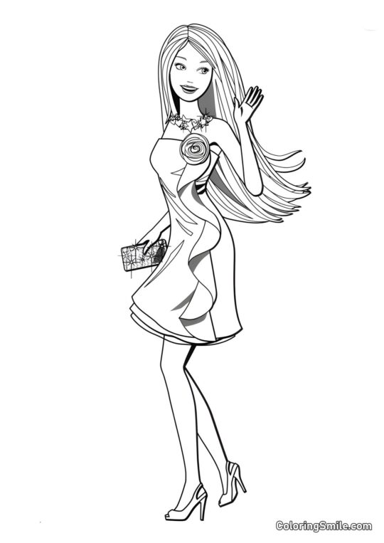 Barbie allant à un rendez-vous - Page de Coloriage