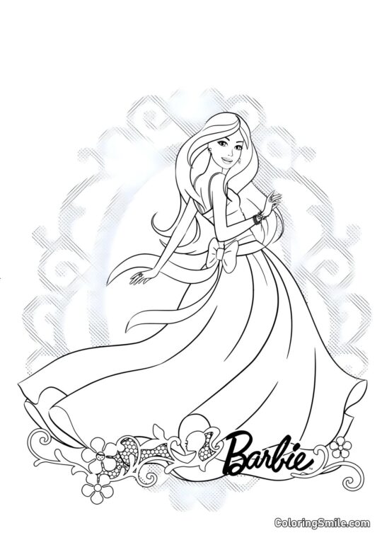 Barbie dans une belle robe - Page de Coloriage