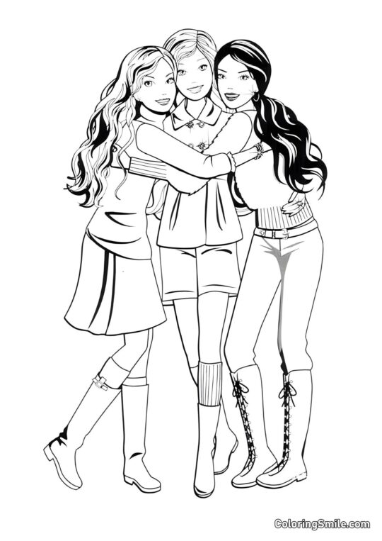 Amies inséparables Barbie - Page de Coloriage