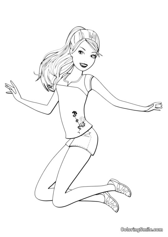 Barbie joyeuse - Page de Coloriage