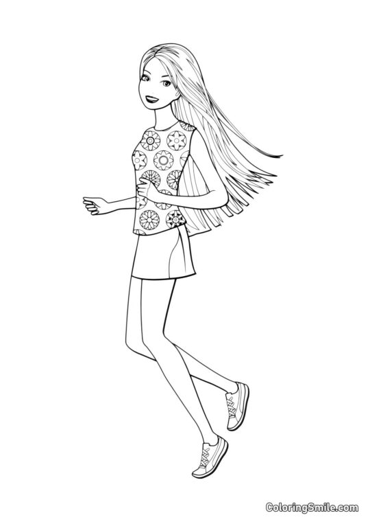 Promenade d&rsquo;été avec Barbie - Page de Coloriage
