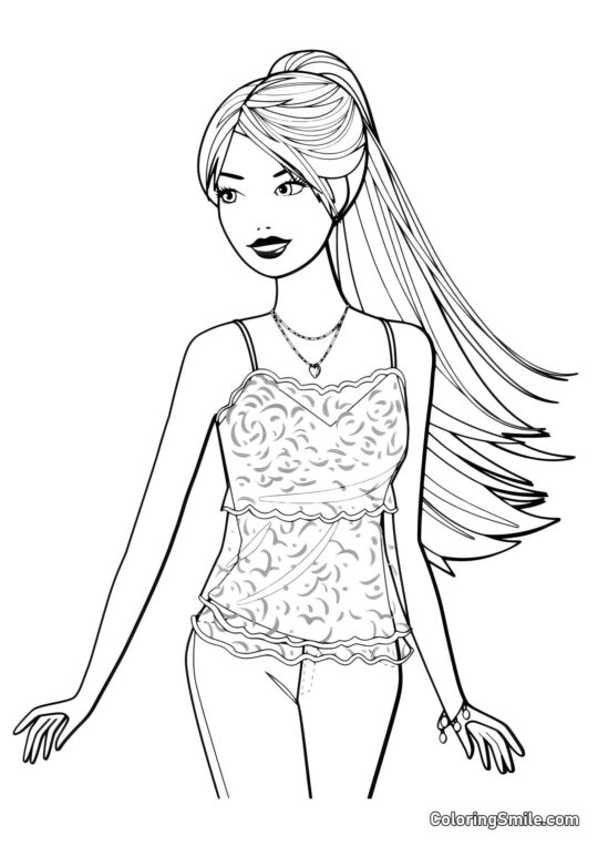 La nouvelle coiffure de Barbie - Page de Coloriage