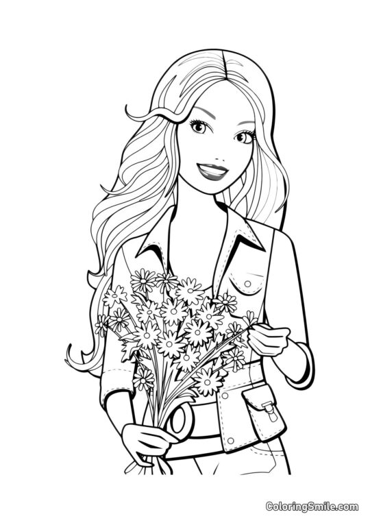 Ken a offert des fleurs à Barbie - Page de Coloriage