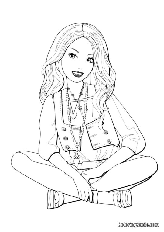 Barbie en pose de lotus - Page de Coloriage