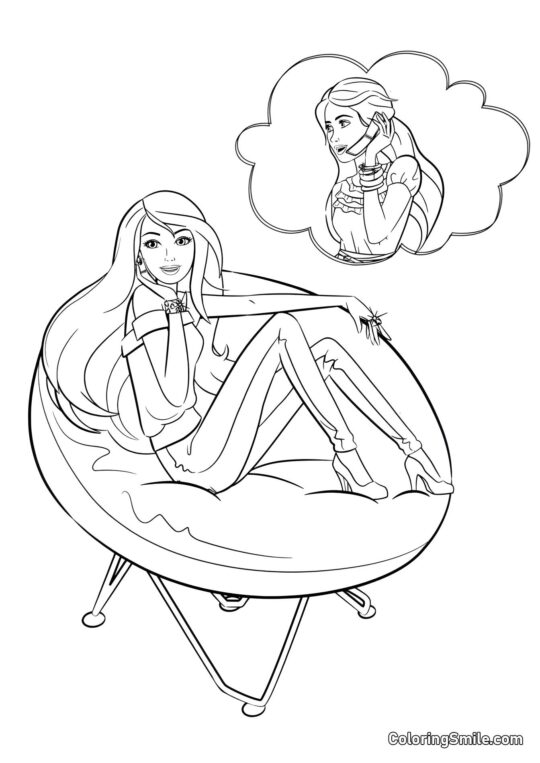 Barbie parlant avec une amie - Page de Coloriage