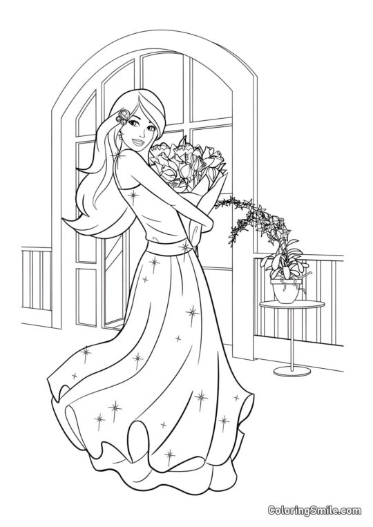 Barbie dans une robe de bal - Page de Coloriage